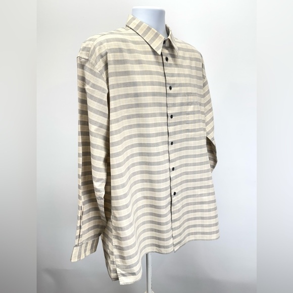 METAPHOR Men’s beige and gray plaid long sleeve button shirt size XL - Picture 6 of 12